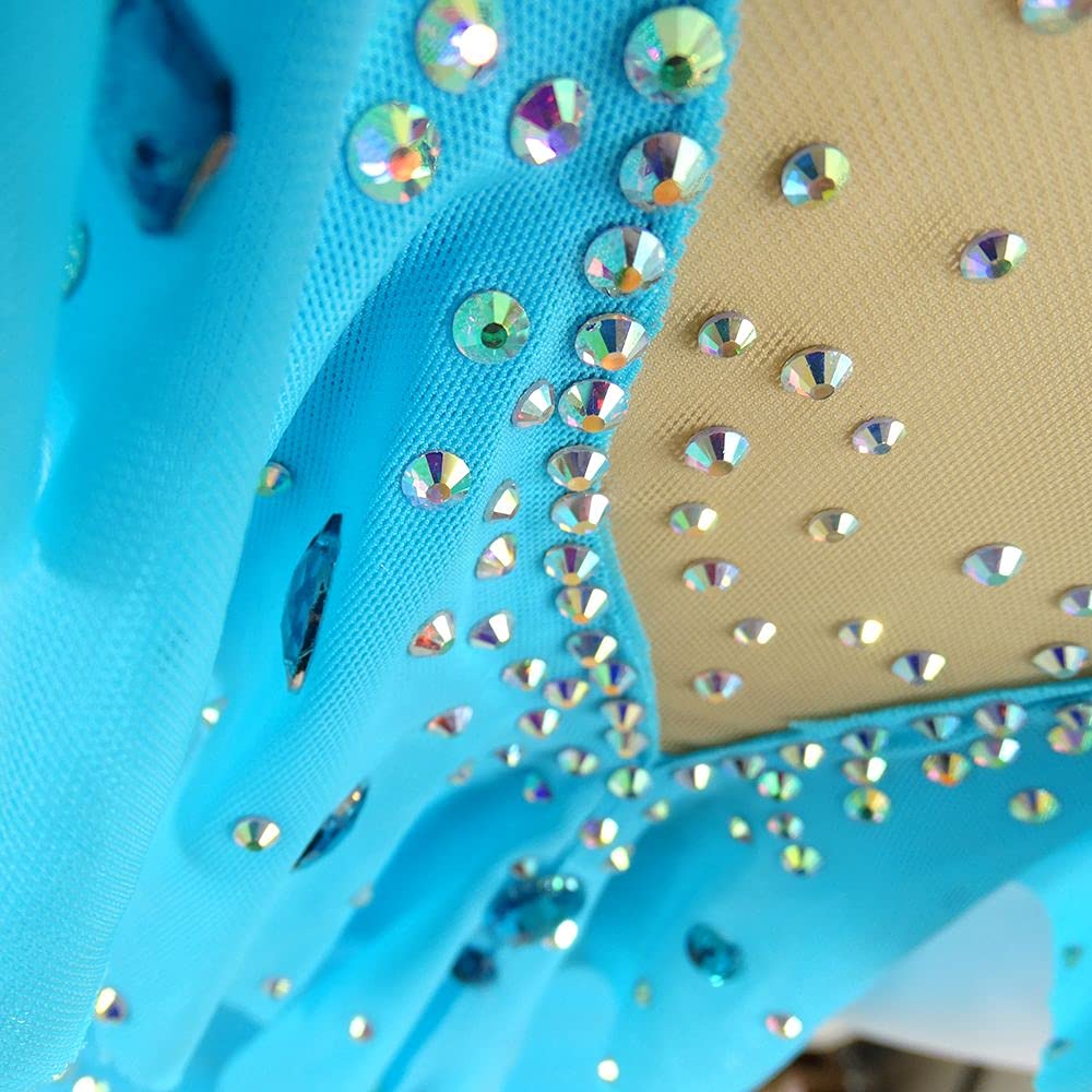 Women's Ice Skating Dress - Elegant Sky Blue Figure Skating Costume for Teens & Adults - Perfect for Competitions, Performances & Ice Dance Shows
