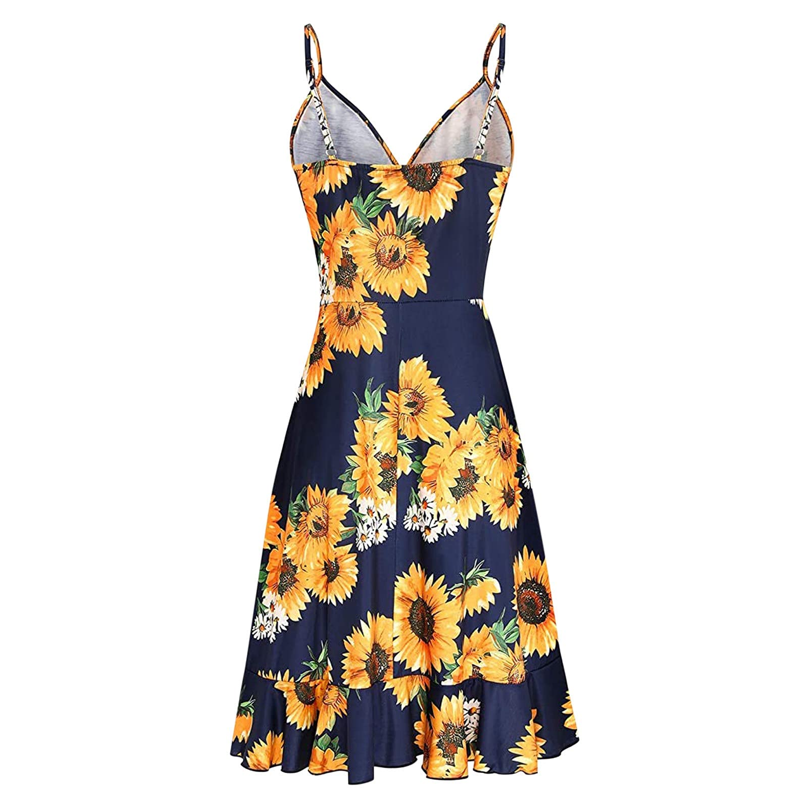 Elegant Summer Sleeveless V-Neck Maxi Dress for Women - Floral Print Casual Wedding Guest Dress & Beach Party Outfit