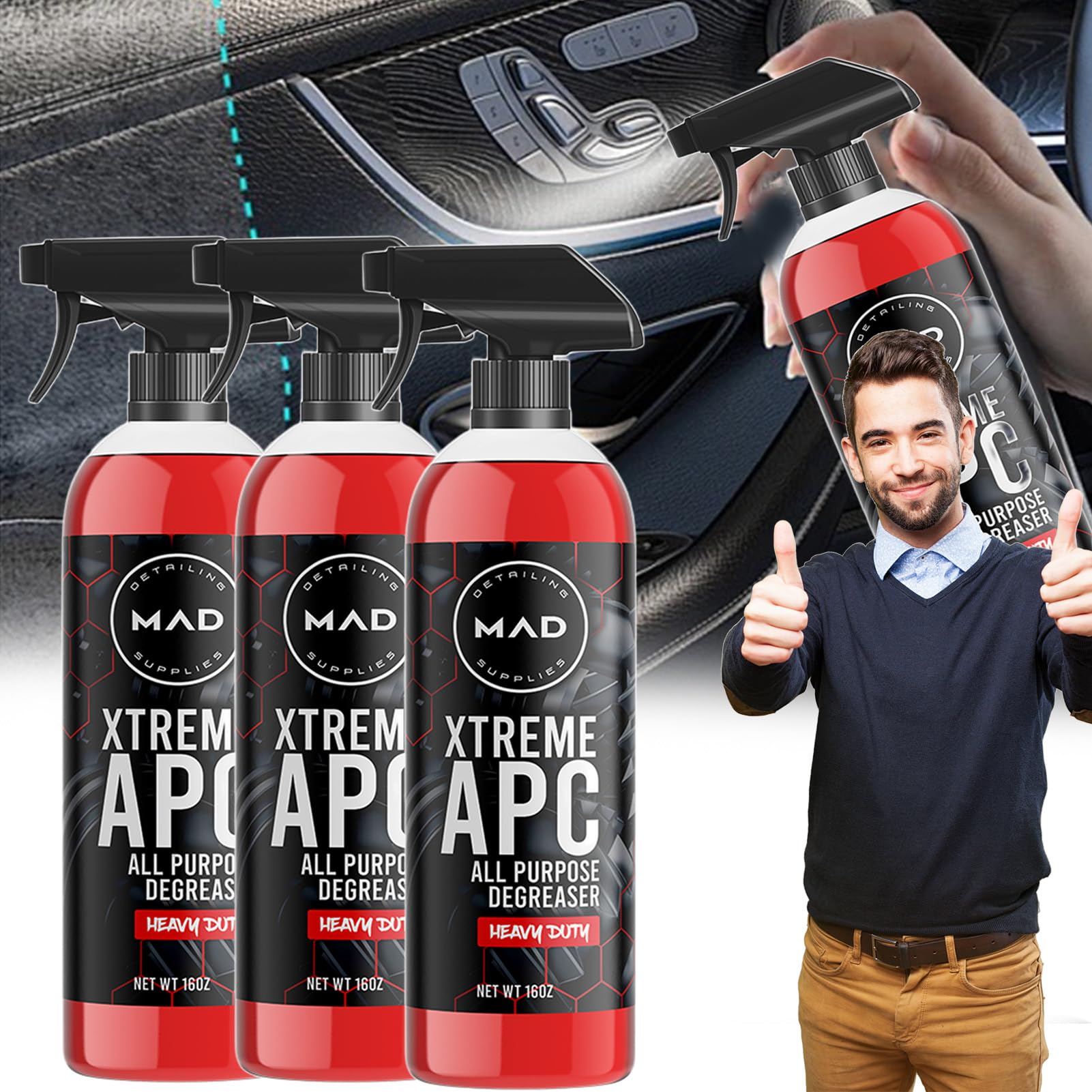 Xtreme APC All Purpose Cleaner & Degreaser Spray - Heavy Duty Dirt & Grease Remover (3 Pack) - Perfect for Garage, Kitchen, Workshop, and Automotive Cleaning