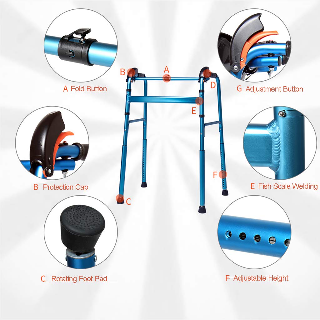 Lightweight Adjustable Aluminum Walking Frame Walker for Seniors - Automatic Height Adjustment, Elderly Mobility Aid for Home & Outdoor Use - Ideal for Patients & Disabled Users