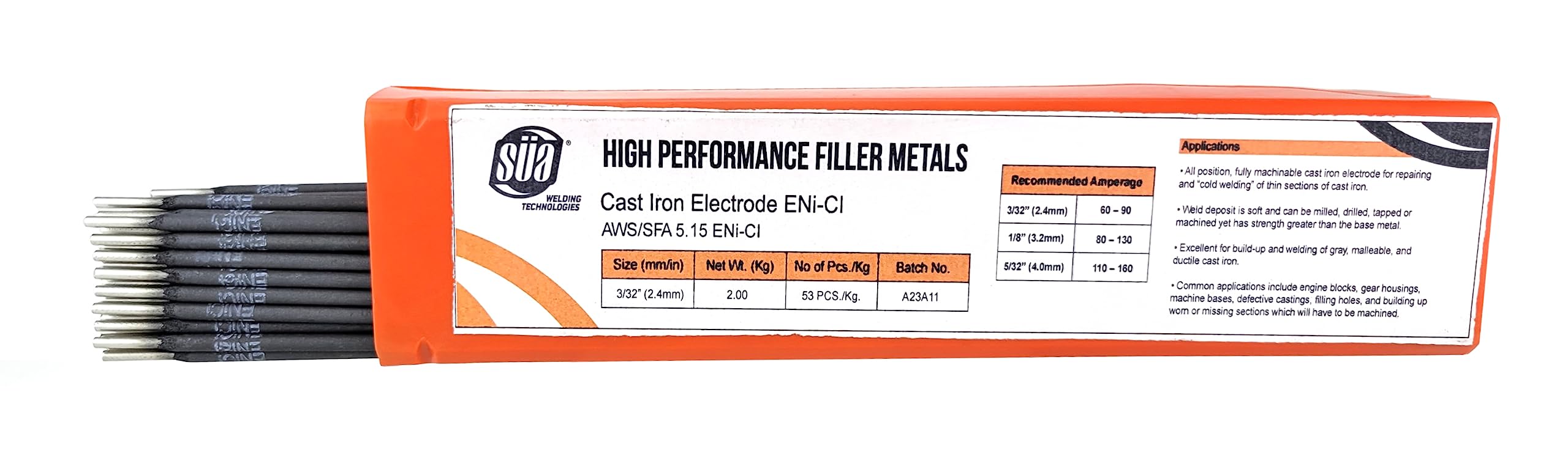 ENiCl - 99% Nickel/Cast Iron Welding Electrode - 12