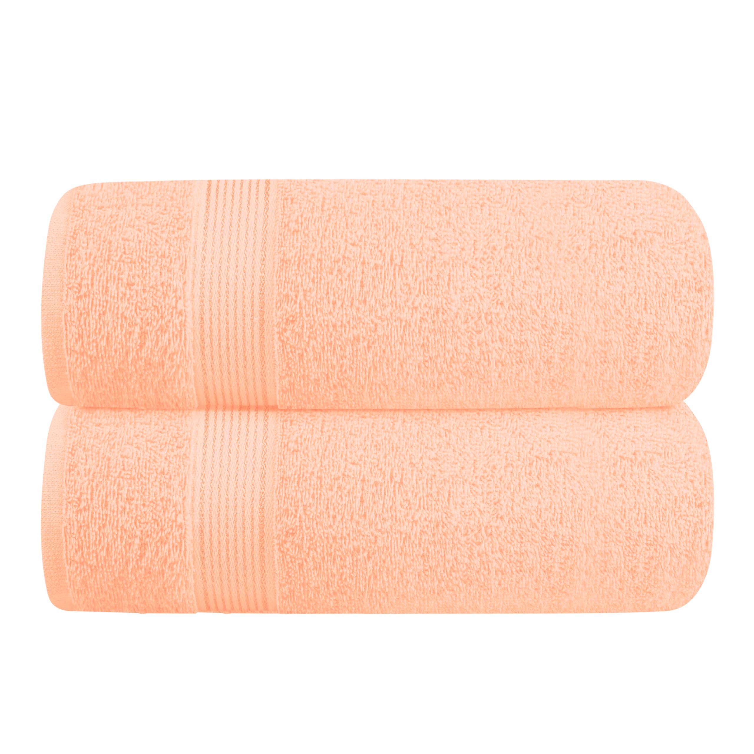 Belizzi Home 2-Pack Cotton Oversized Bath Towels 28x55 Inches - Ultra Absorbent, Quick Dry, Lightweight Large Towels for Bath, Gym, Travel, Camp & Pool - Soft Peach Color