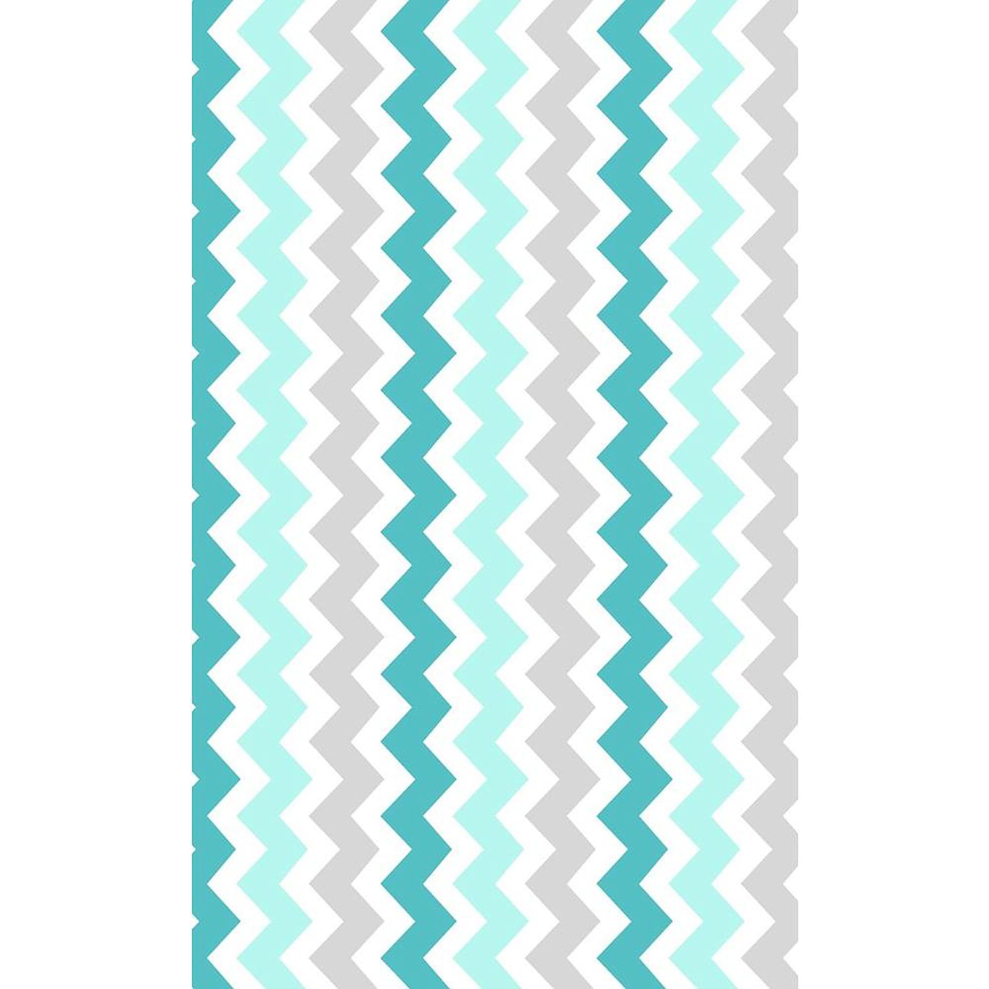 Teal Grey White Chevron 3'X5' Area Rug - Soft Fabric Throw Rug for Living Room, Bedroom & Office Decor - Non-Slip Decorative Floor Mat for Home & Dorm