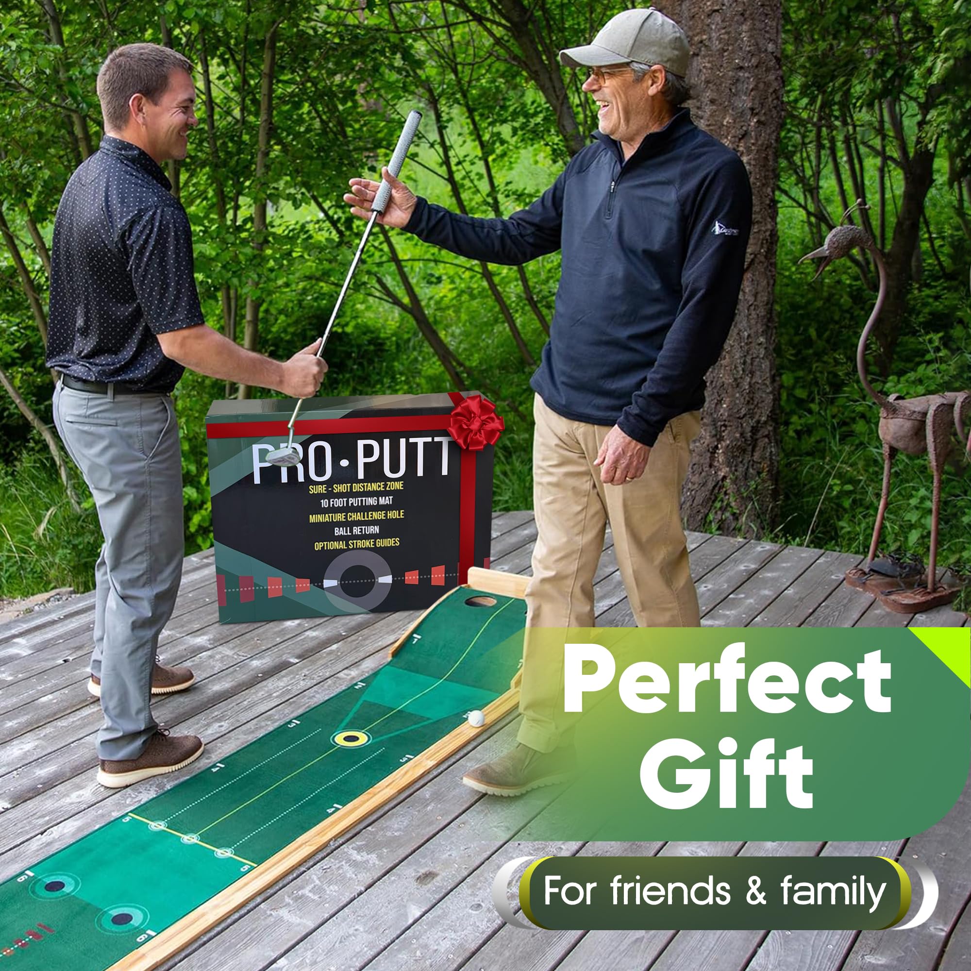 10ft Pro Putt Indoor Golf Putting Green Mat - Perfect Golf Training Accessories for Men & Dad | Ideal Christmas Gift for Golf Enthusiasts | Practice Putting at Home, Office or Man Cave