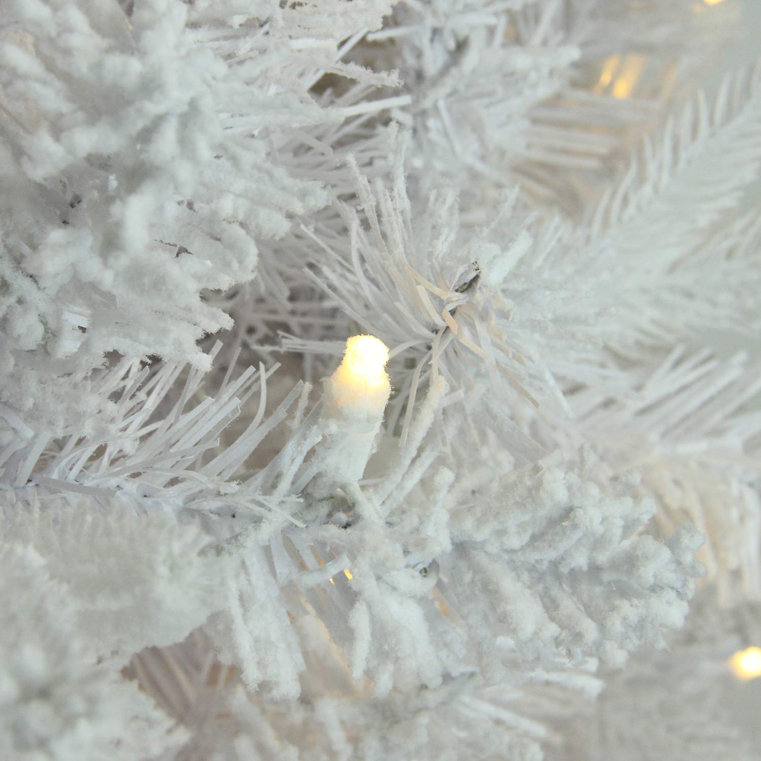 6.5ft Pre-Lit Flocked Artificial Christmas Tree with Warm White LED Lights - Northlight Flocked Pine Holiday Tree for Home, Office & Party Decor