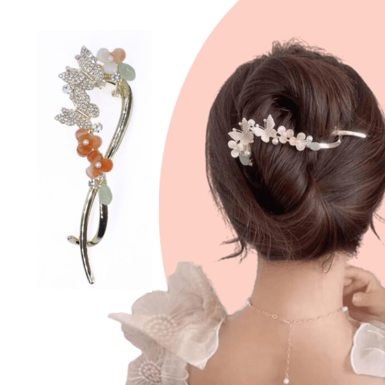 Adornish Banana Hair Clip - 1Pc Metal Rhinestone French Barrette Hairpin for Women | Korean Style Hair Accessories | Perfect for Weddings, Parties & Everyday Wear (Diamond, Multi-Color)
