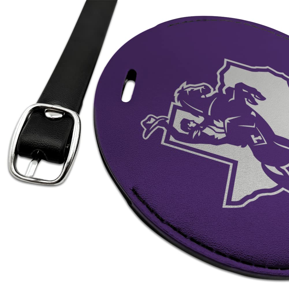 Tarleton State University Logo Leather Luggage Tag - Personalized Round ID Card Holder for Travel, Business & Campus Life