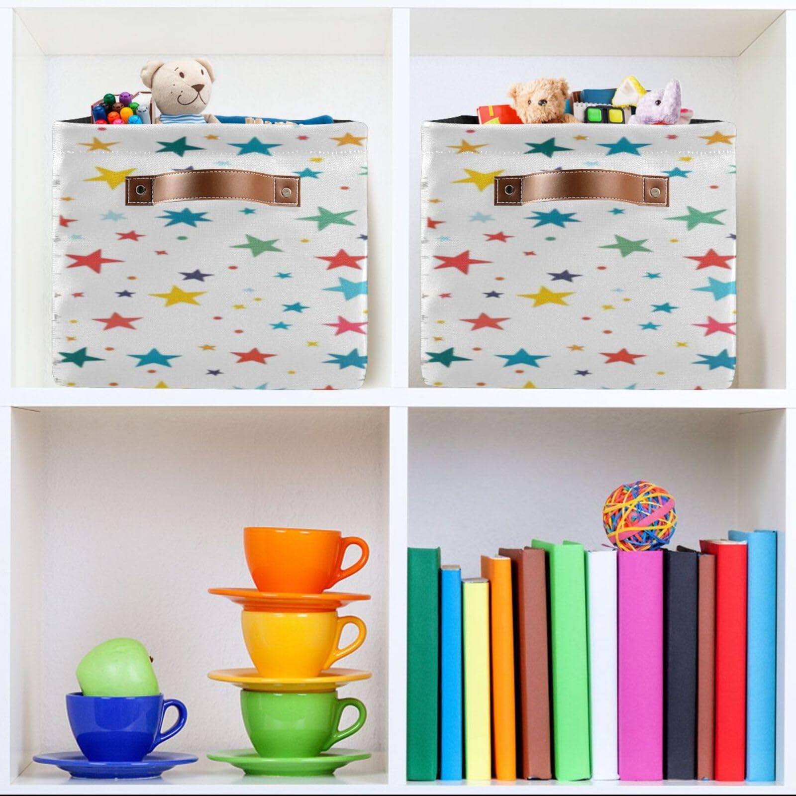 Large Fabric Storage Bins with Handles - Collapsible Closet Organizer Baskets for Shelves, Clothes & Toys | Decorative Home Storage Solution for Bedroom, Nursery & Playroom Organization