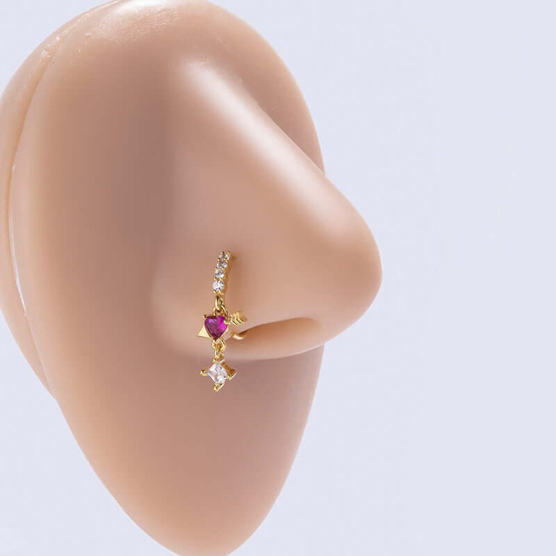 18K Gold Evil Eye Septum Ring - Hypoallergenic Nose Ring for Women | HSPJ421 | Perfect for Piercing Jewelry, Boho Style & Spiritual Protection