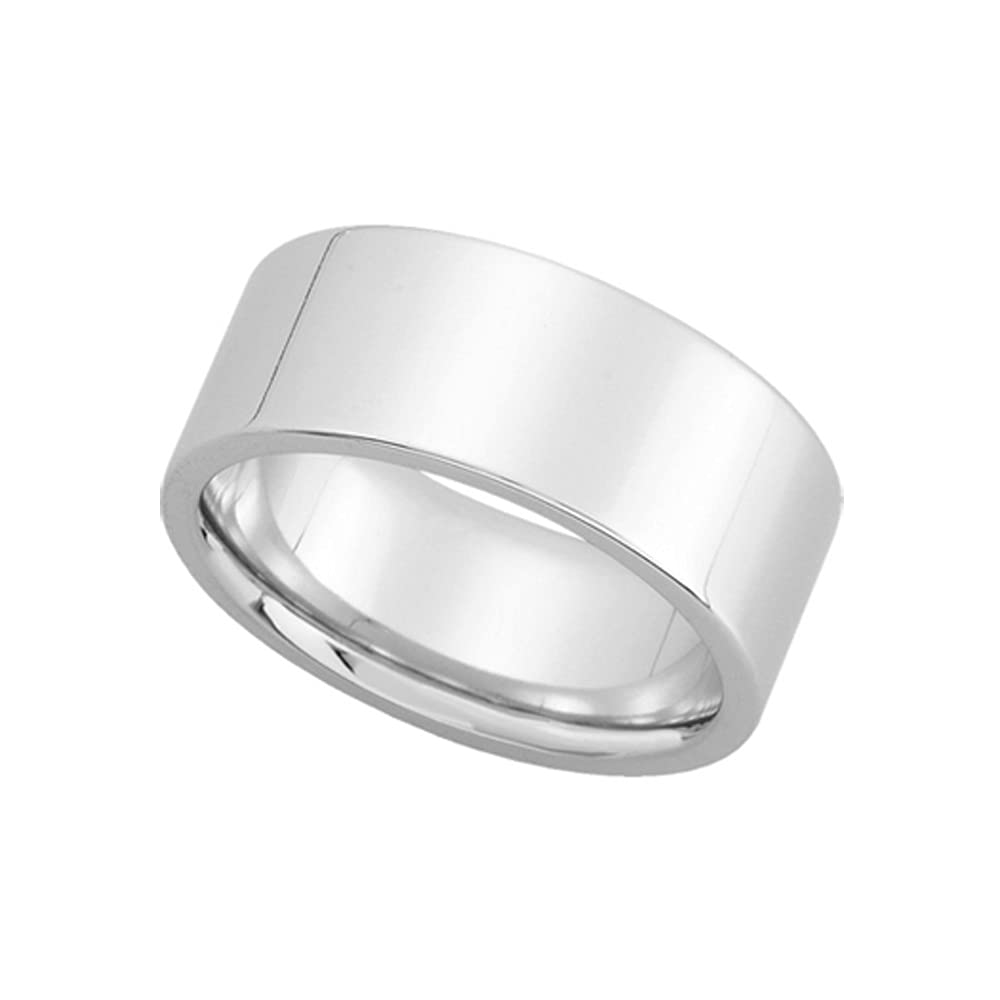 8mm Black Bow Flat Comfort Fit Wedding Band in 14k White Gold - Perfect for Men's Engagement & Anniversary Rings