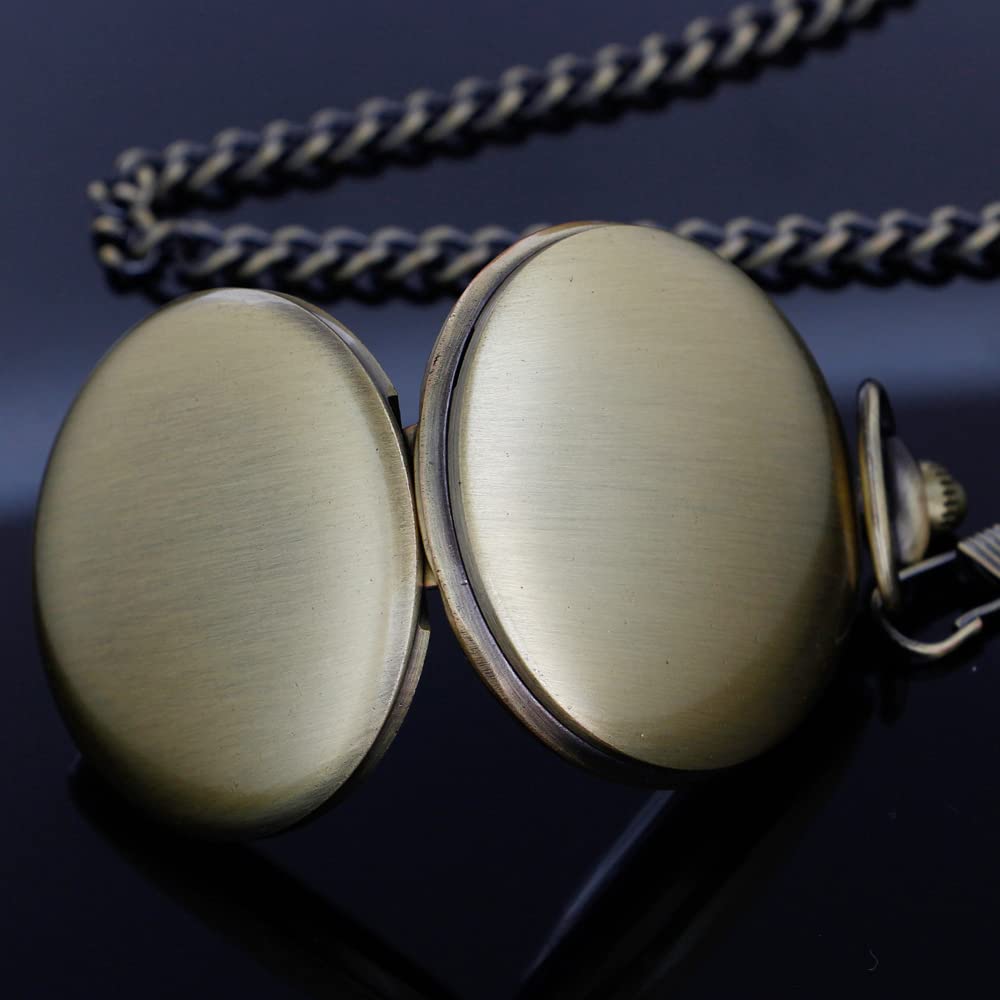 Customizable Smooth Pocket Watch for Men - Personalized Engraved Gift with Chain - Perfect for Father's Day, Weddings & Special Occasions