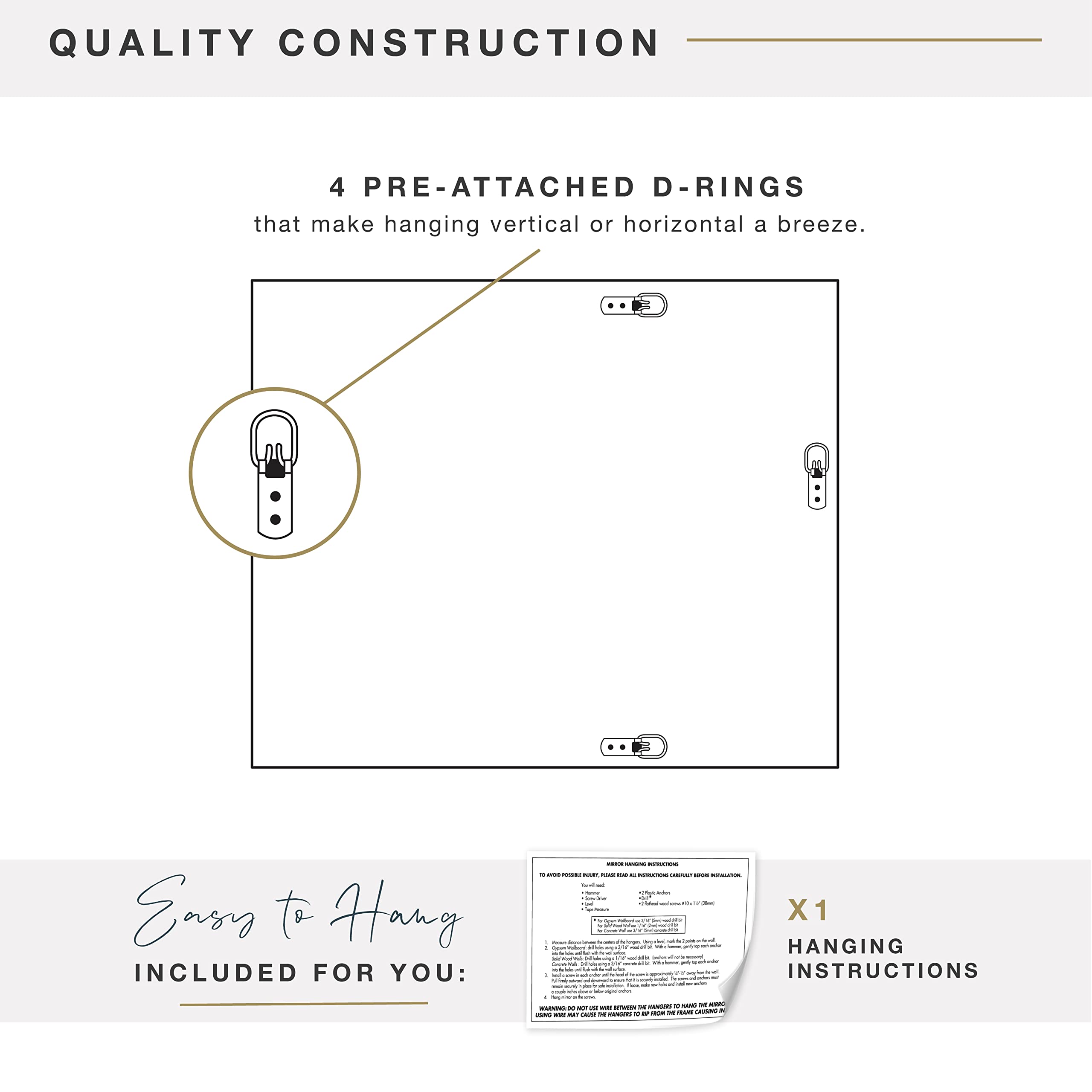 27.5x33.5 Inch Large Wall Mirror with White Woodgrain Frame & Beveled Edge - Full Length Vertical/Horizontal Hanging Mirror for Bathroom, Bedroom, Living Room Decor & Vanity Dressing