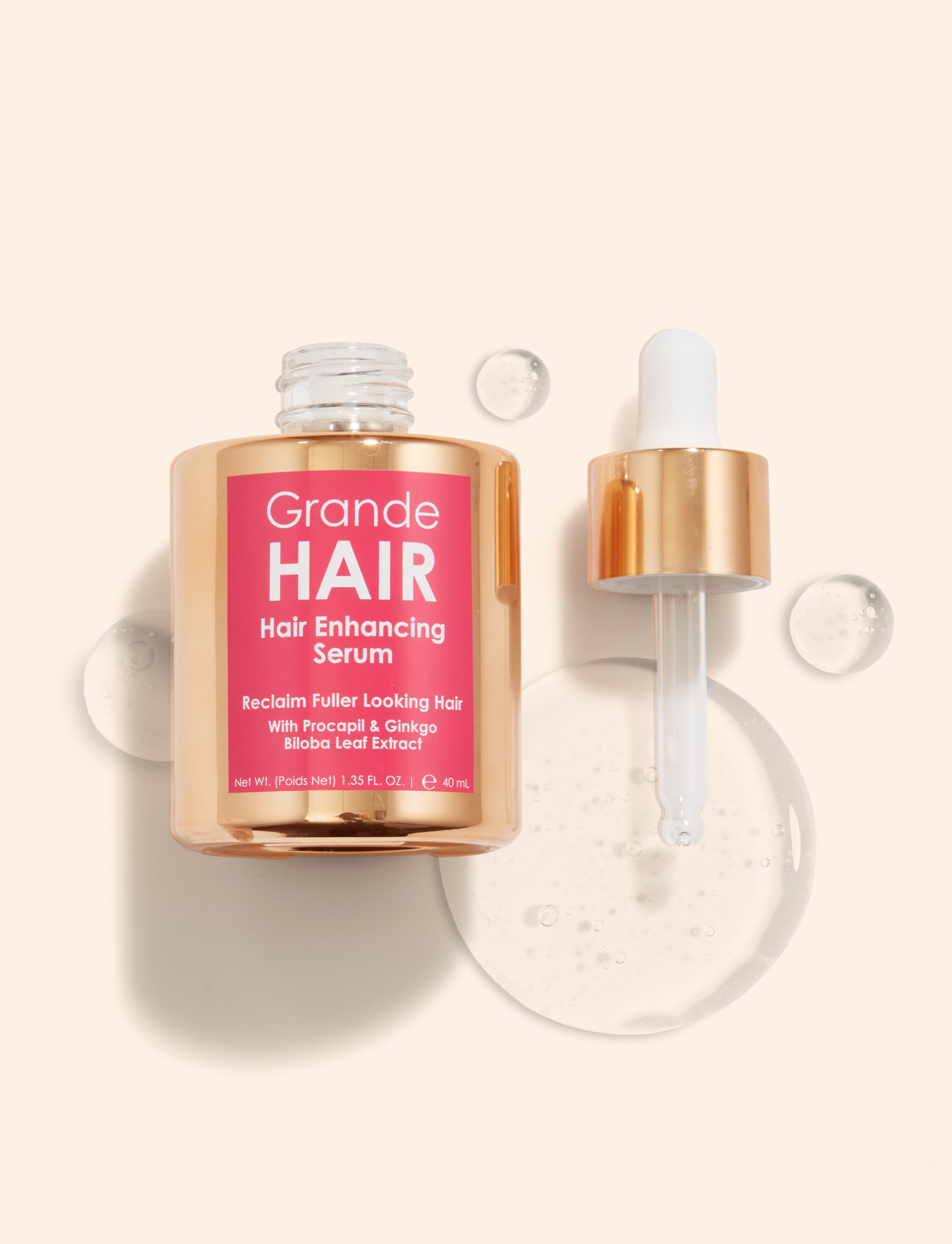 GrandeHair Enhancing Serum for Thicker, Fuller Hair - Natural Hair Growth Treatment for Men & Women - Perfect for Daily Use at Home or Salon