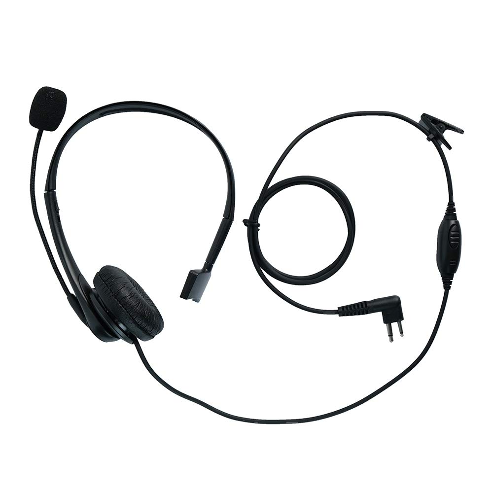 Noise Cancelling 2 Pin Earpiece Headset for Motorola Walkie Talkie & 2 Way Radio - Compatible with CLS1110, CLS1410, CP200 - Overhead Headphones for Clear Communication in Construction, Security & Outdoor Activities