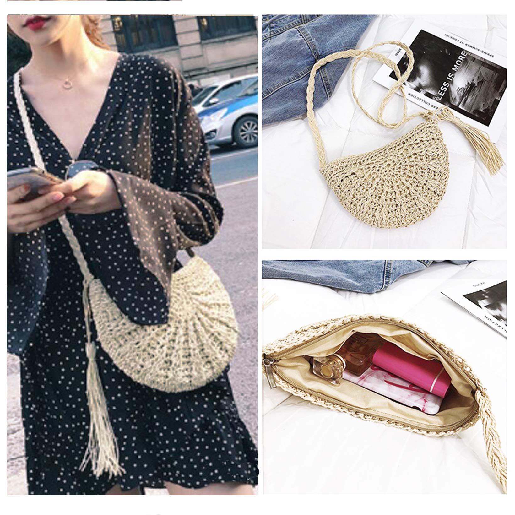 Women's Straw Crossbody Bag - Woven Straw Shoulder Purse for Summer Beach, Travel, and Casual Outings | Lightweight & Stylish Handbag