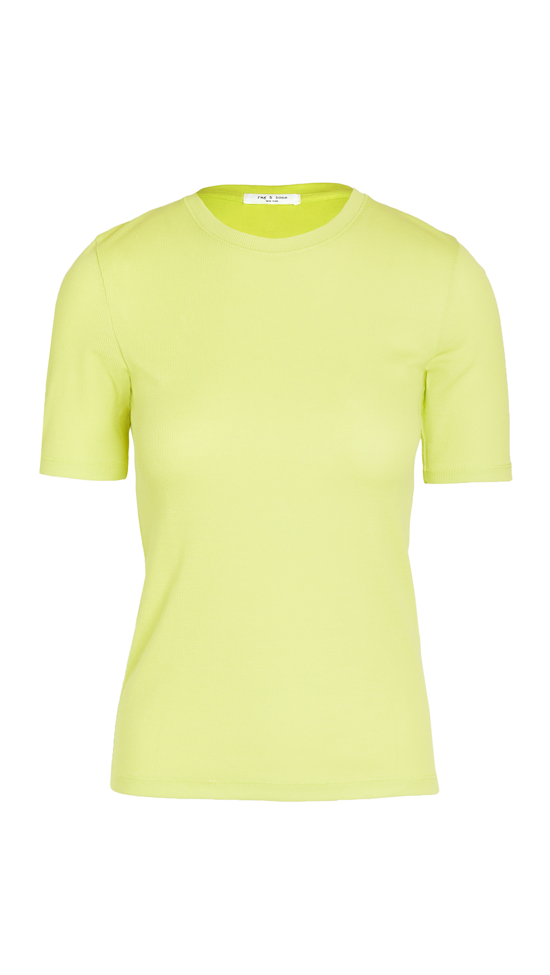 Rag & Bone Women's The Rib Slim Tee - Slim Fit Ribbed Knit Top for Casual Wear & Layering | Perfect for Everyday Outfits & Office Looks