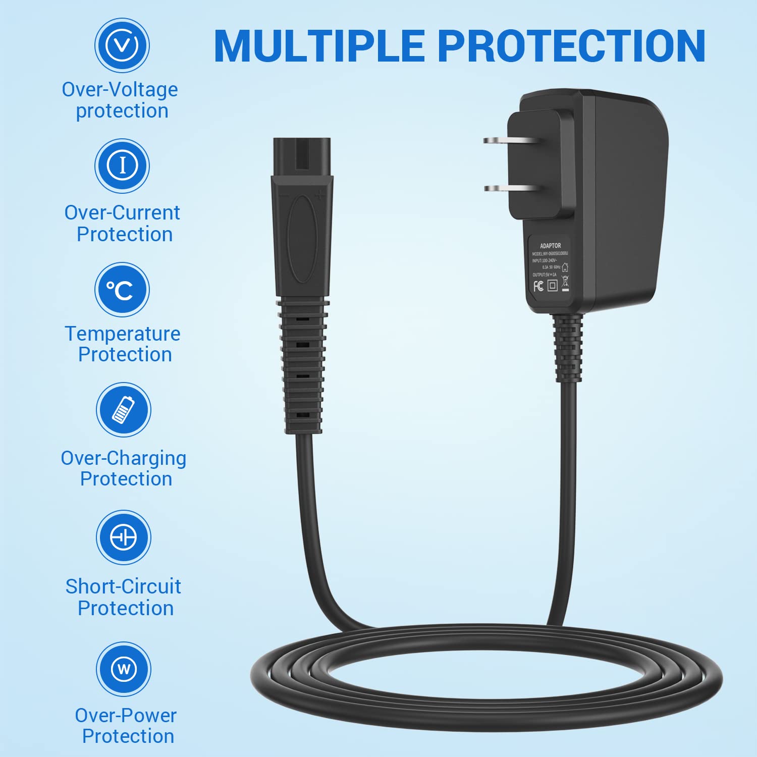 5V AC Replacement Charger for Andis Shaver - Compatible with 17150, 17165, TS-1 & TS-2 Foil Shavers - Perfect for Home, Travel & Salon Use