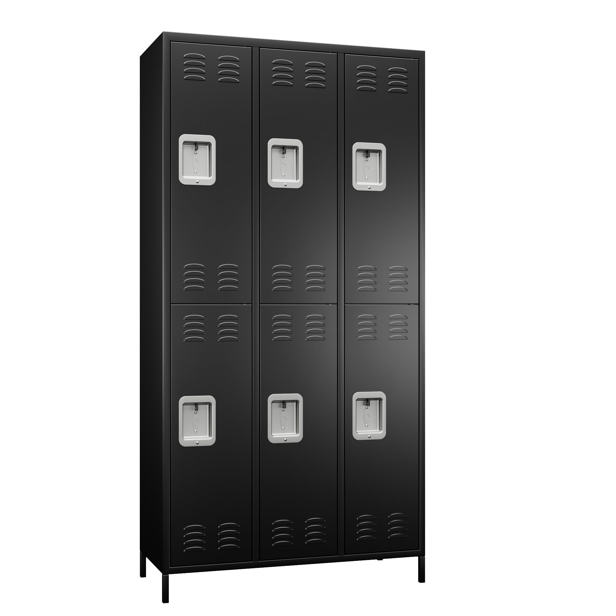 Aobabo 6-Door Steel Storage Locker Cabinet - Heavy Duty Metal Locker for Office, Gym, Bedroom & Dorm - Industrial Organization with 12 Hooks (Black, Assembly Required) - Perfect for Employee Storage, School Lockers & Sports Equipment Organization