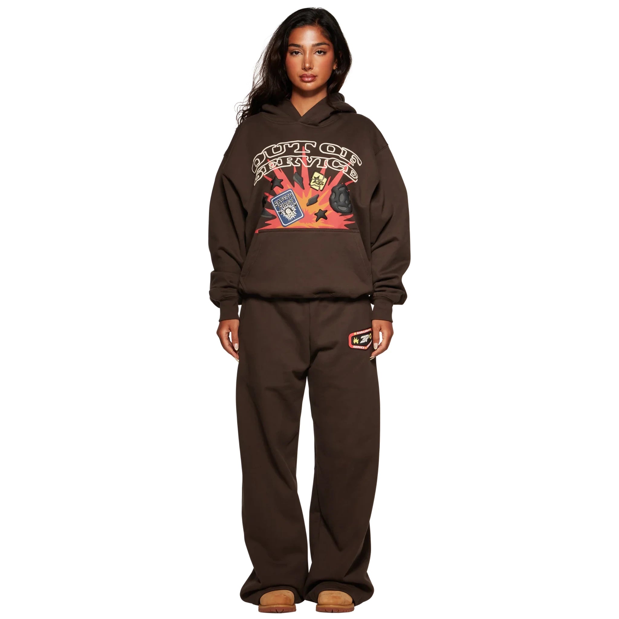 Broken Planet Out Of Service Mocha Brown Hoodie - Men's & Women's Streetwear Pullover Sweatshirt | Cozy Winter Fashion for Urban Lifestyle & Casual Outings