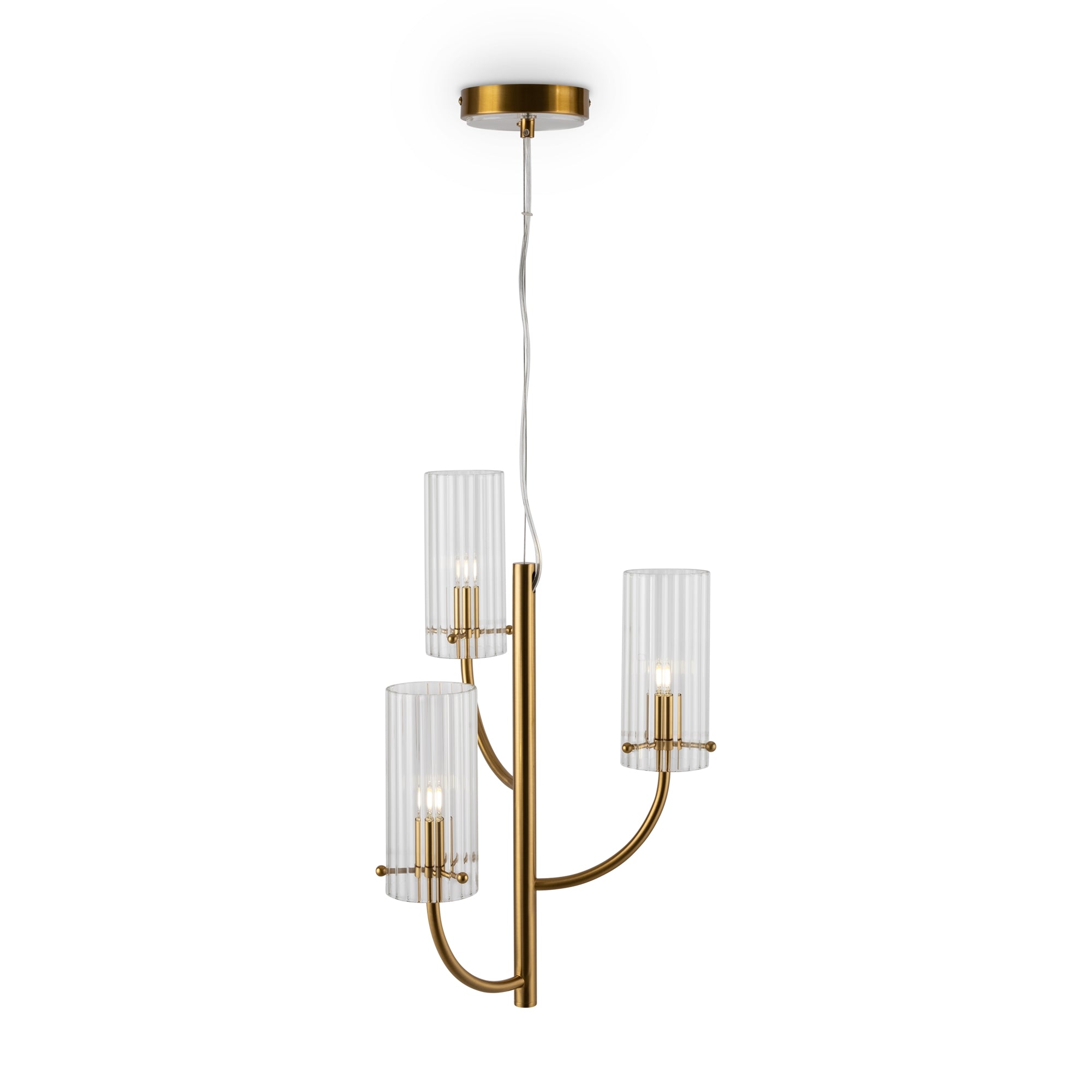 Arco 3Lt Center Ceiling Light in Brass Finish - Modern Dining Room & Living Room Lighting Fixture