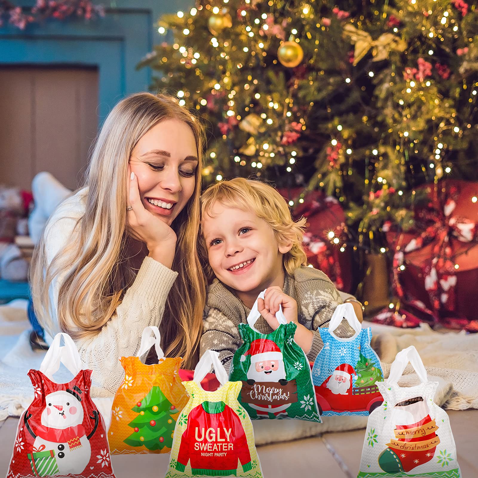 Zayvor 30 Pack Christmas Drawstring Gift Bags - Festive Holiday Treat Pouches for Candy, Party Favors & Decorations | Perfect for Xmas Wrapping, Goodie Bags & Seasonal Celebrations