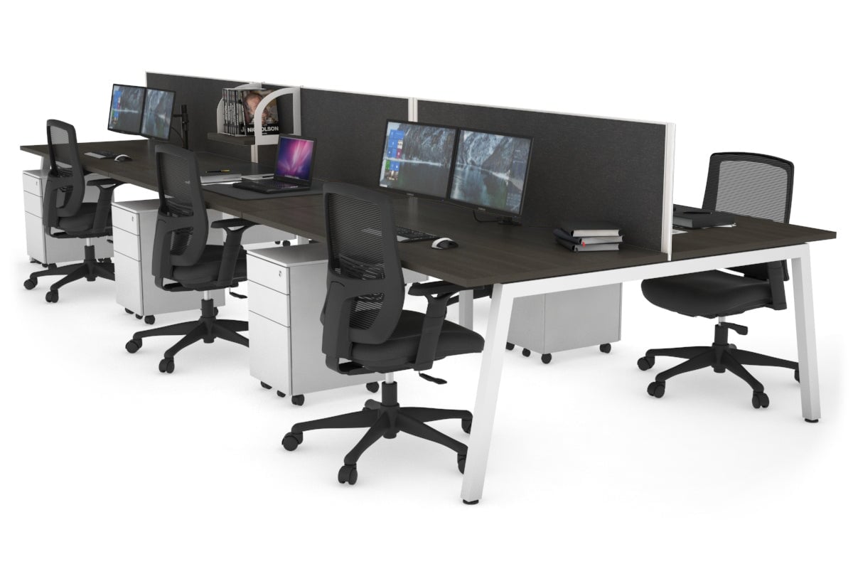 Quadro 6-Person Office Workstation Desk - 1800L x 800W with Cable Management Scallop | Modern Office Furniture for Team Collaboration & Workspace Organization