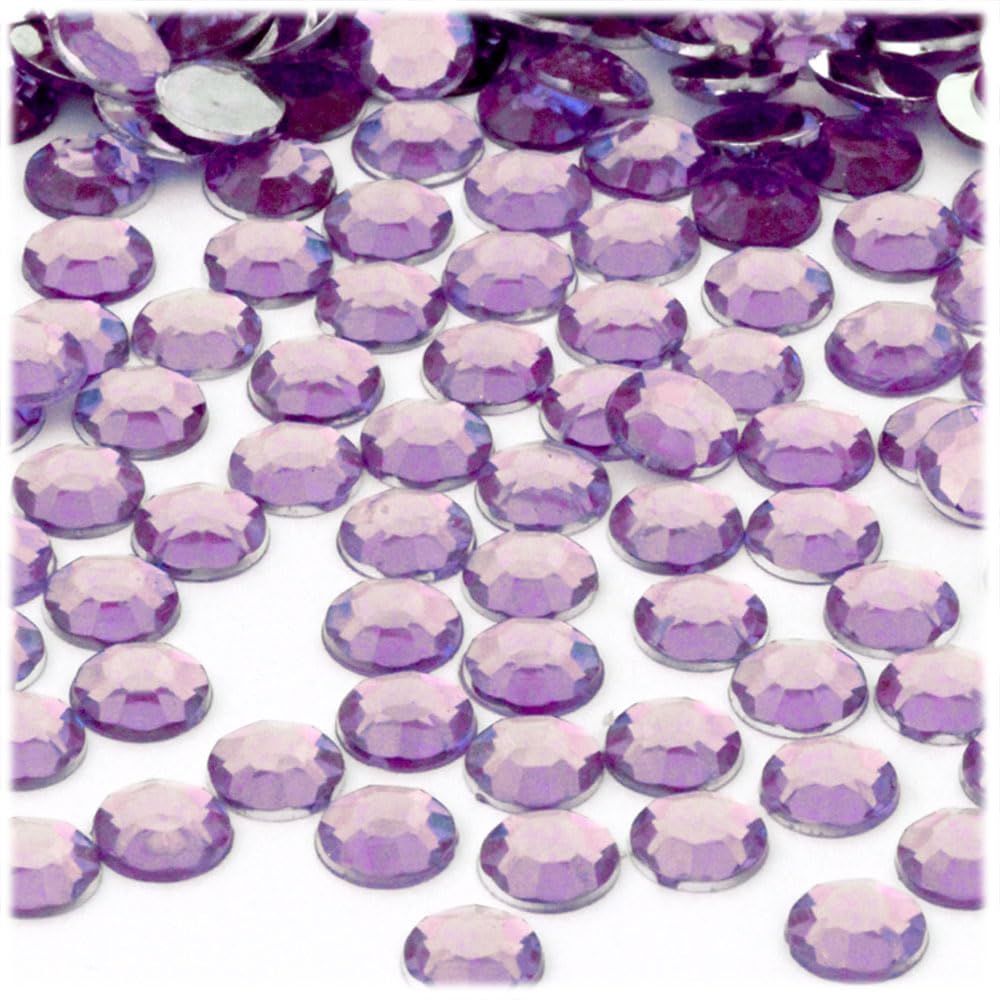 1000pcs 9mm Round Purple Amethyst Rhinestones for DIY Crafts, Jewelry Making, Nail Art & Scrapbooking - Premium Flatback Gemstones by The Crafts Outlet