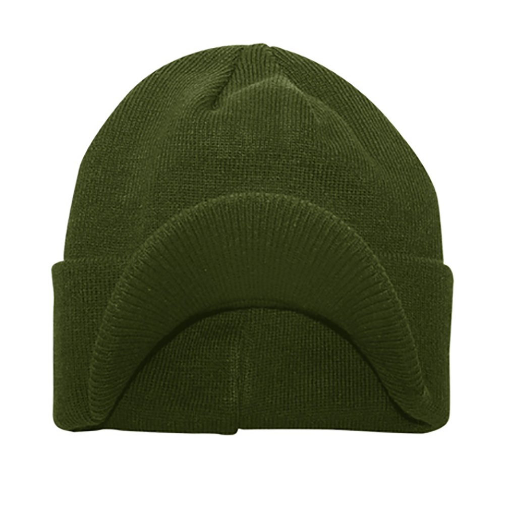MCAP Winter Knitted Beanie with Bill - Olive Green Warm Hat for Men & Women - Perfect for Skiing, Snowboarding & Outdoor Winter Activities