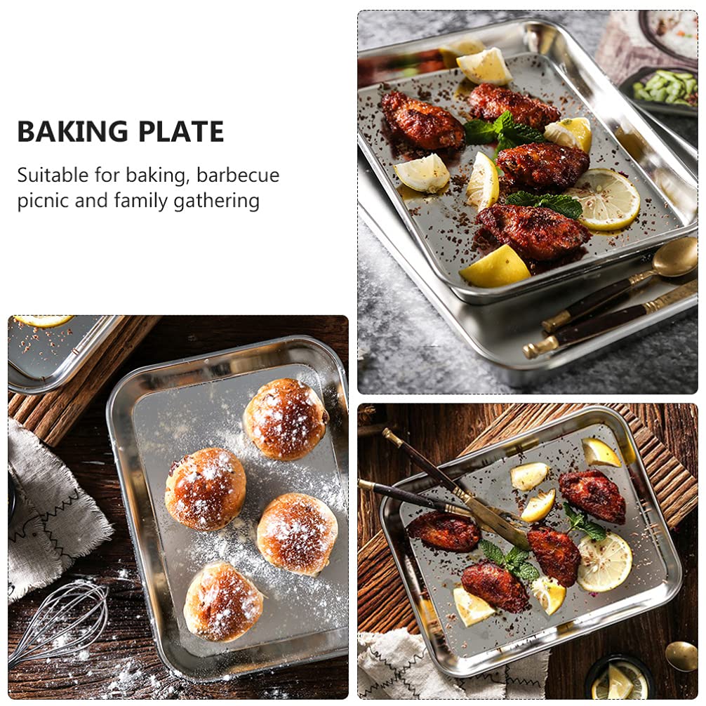 DOITOOL Stainless Steel Baking Sheet Pan - 12x16 Inch Rectangular Cookie Tray for Toaster Oven, Fruitcake, Cookies | Durable Metal Bakeware for Kitchen Cooking, Baking & Serving | Perfect for Parties, Tea Time & Holiday Desserts