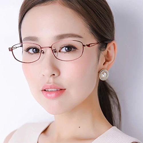 Blue Light Blocking Reading Glasses for Women - 2 Pairs Fashion Rectangular Pure Titanium Computer Readers | Reduce Eye Strain for Office Work, Screen Time & Reading