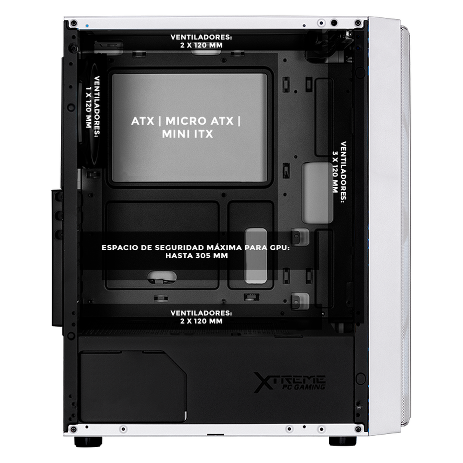 XTREME Gaming PC Case - Kronos Media ATX Mid Tower with 600W PSU, 4 ARGB Fans & Tempered Glass - White | Perfect for High-Performance Gaming & Streaming Setups