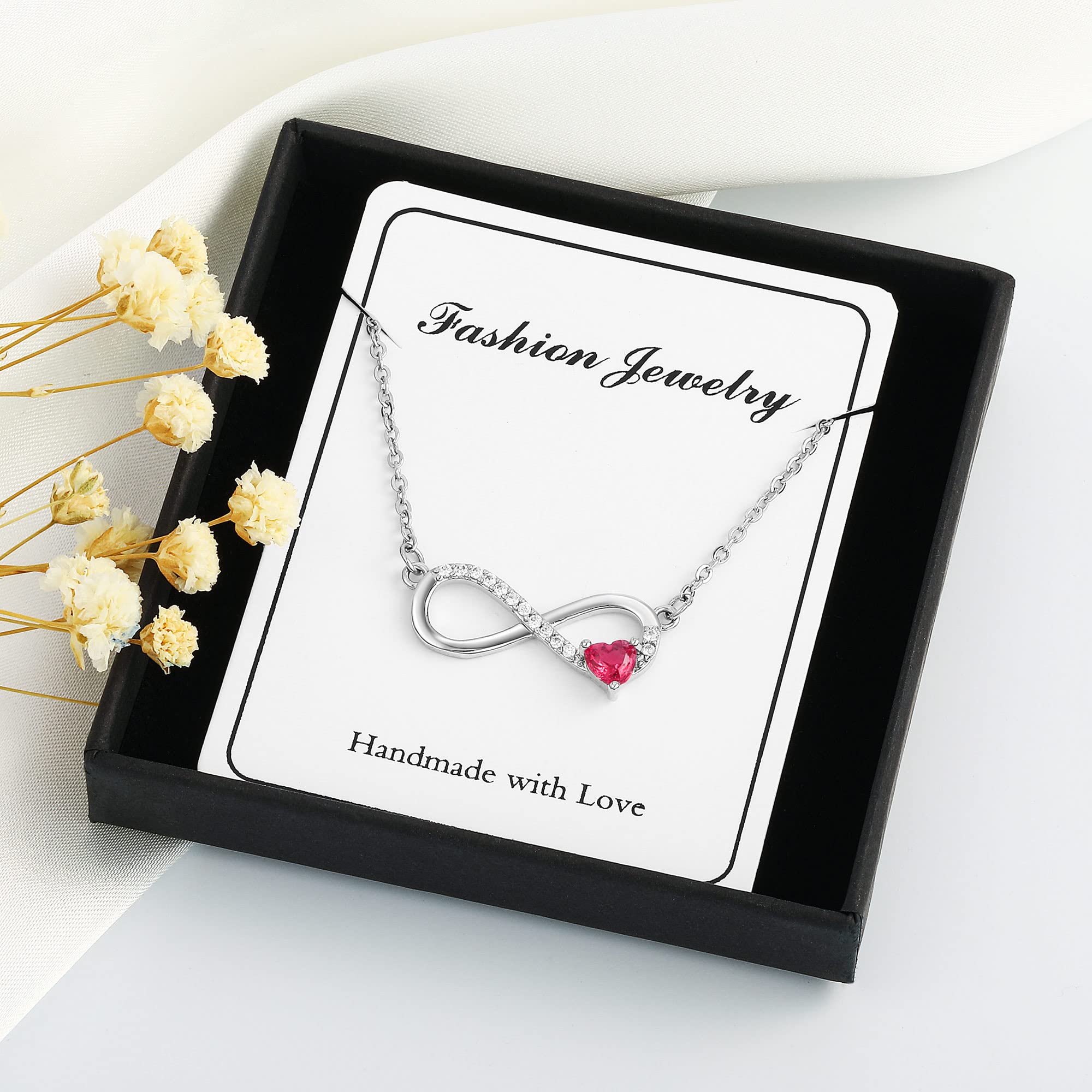 GLIVEOR 14k White Gold Plated Birthstone Necklace - Dainty Jewelry for Women, Perfect Anniversary & Birthday Gift - Ideal for Special Occasions, Date Nights, and Everyday Elegance