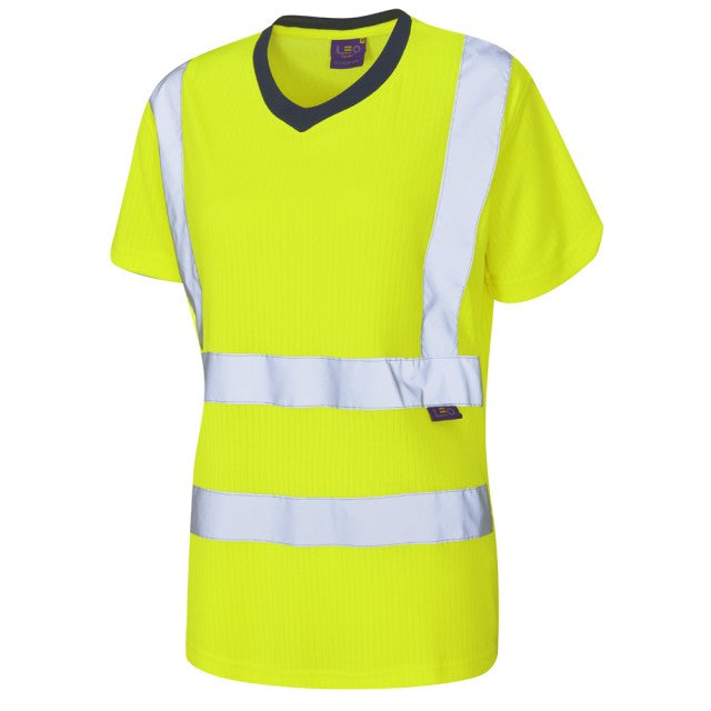 LEO Belstone ISO 20471 Class 2 High Visibility Safety T-Shirt for Women - Comfortable EcoViz Reflective Workwear for Construction, Roadwork & Outdoor Activities