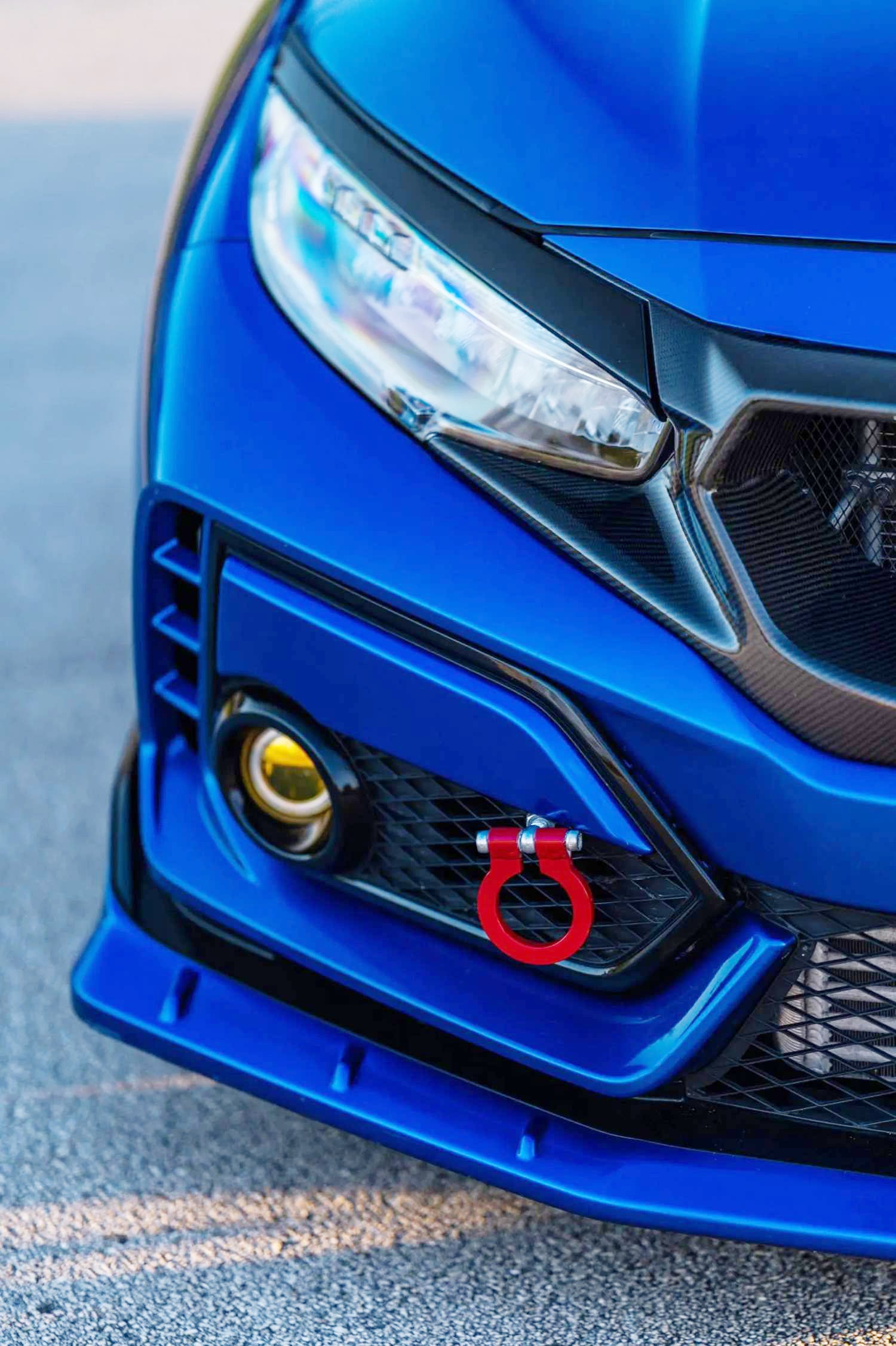 Universal Full Metal Red Track Racing Style Tow Hook Ring Kit - Durable & Stylish for Cars, Trucks & SUVs - Perfect for Racing, Off-Roading & Car Shows
