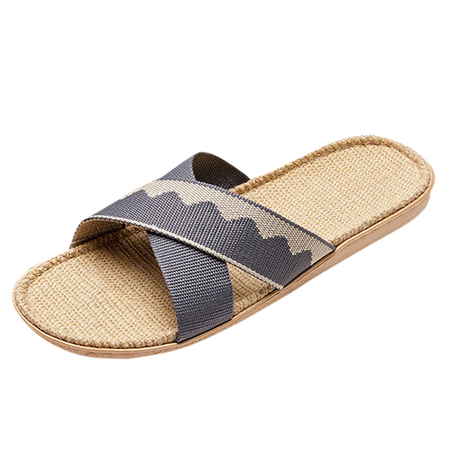 Women's & Men's Linen Summer Slippers - Breathable Beach Sandals, Comfortable House Slides for Indoor/Outdoor Use - Perfect for Home, Poolside & Vacation (Blue, Size 37)