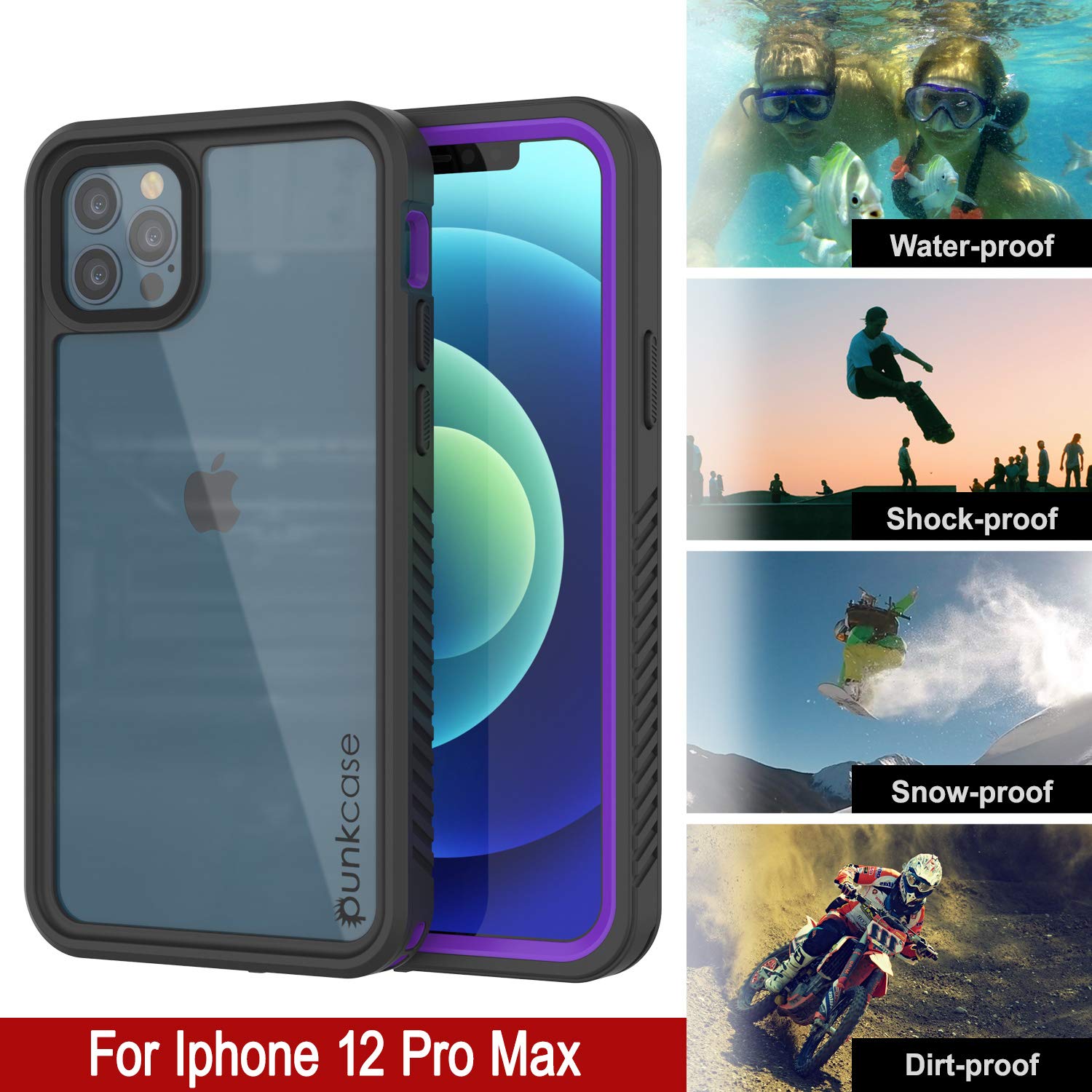 Punkcase Extreme Series Slim Fit Waterproof Shockproof Snowproof iPhone 12 Pro Max Case (6.7