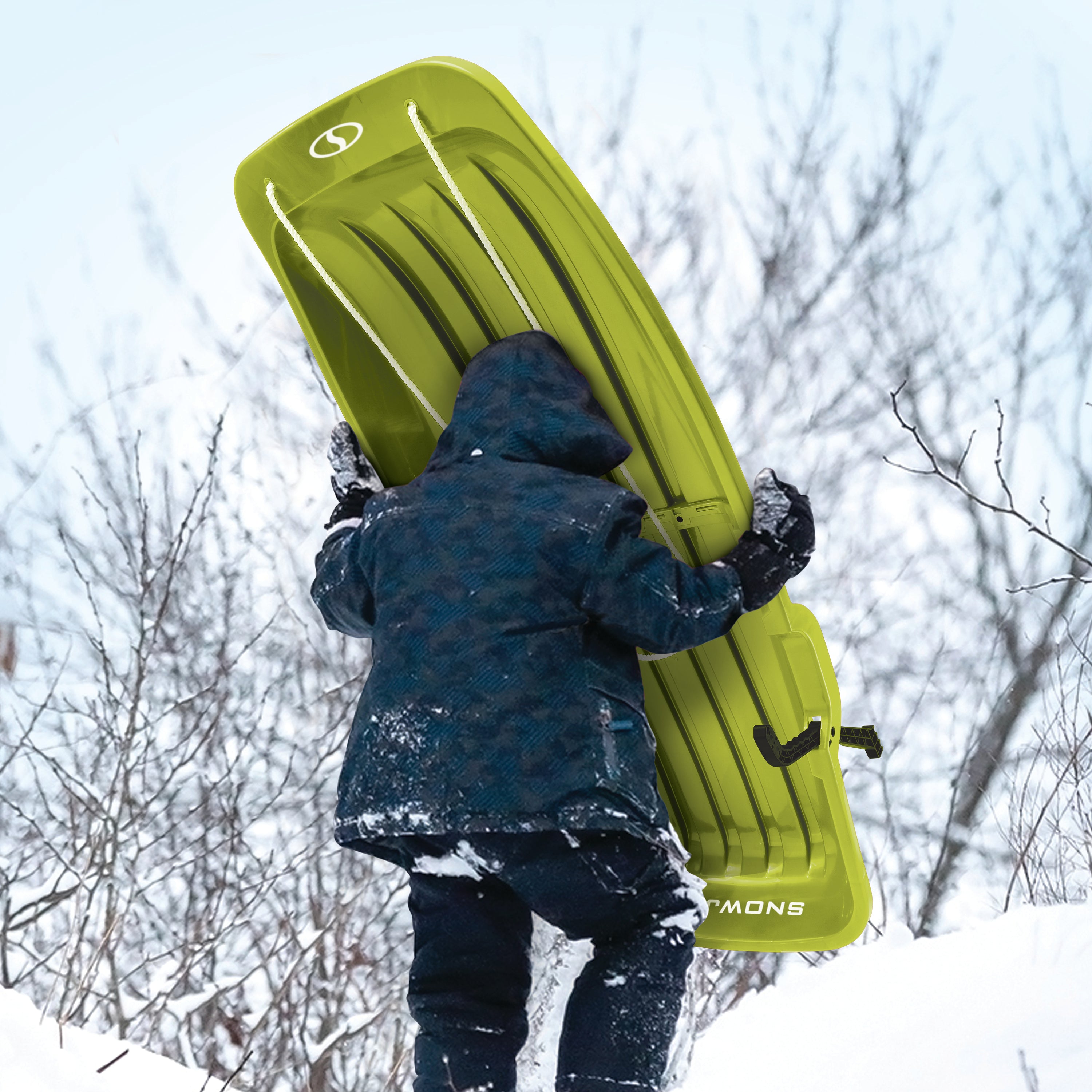 Snow Joe SJ SLD48 GRN 48-Inch Green Snow Sled for Kids Ages 4+ | 2-Person Winter Sled | Durable Plastic Design for Snow Tubing & Outdoor Winter Fun | Perfect for Backyard Sliding, Snow Hills & Family Playtime