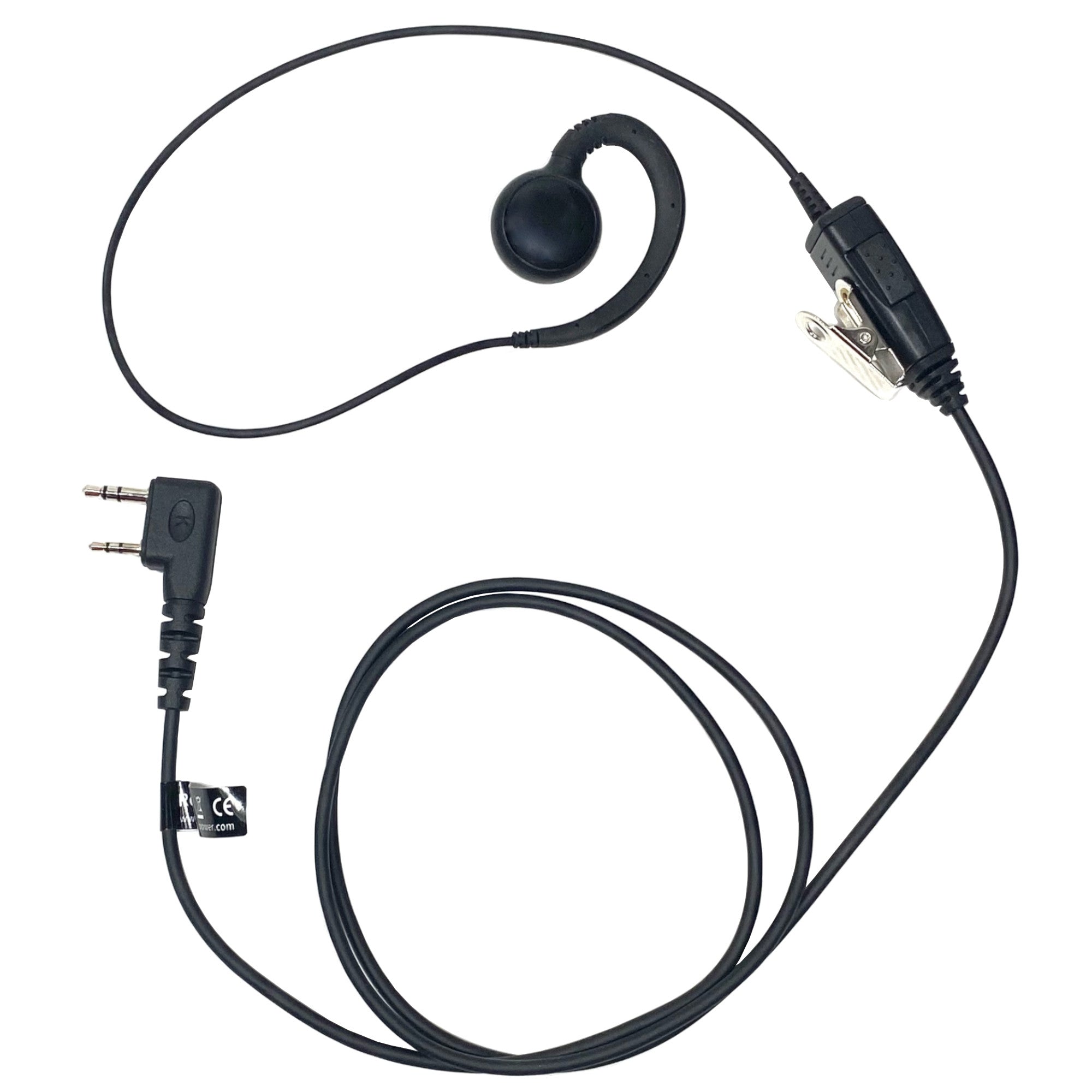 MaximalPower C-Shaped Swivel PTT Microphone Headset with Earpiece - Compatible with Kenwood, Baofeng & Retevis Two-Way Radios - Police, Security & Surveillance Communication Kit - Ideal for Law Enforcement, Event Staff & Outdoor Adventures
