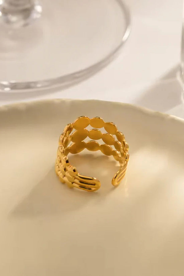 Trendy Dot Design Stainless Steel Open Ring for Women - Minimalist Jewelry for Everyday Wear, Stackable Rings for Casual & Party Outfits