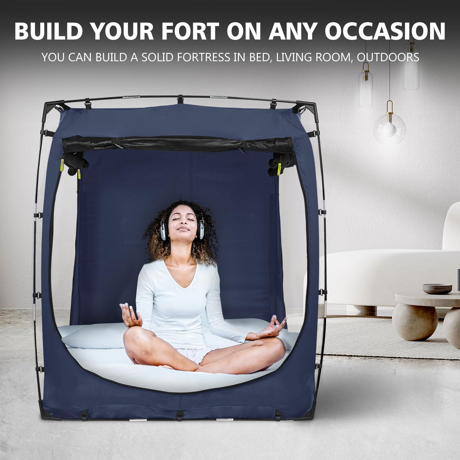 Full Size Bed Tent & Canopy for Adults and Kids - Portable Dream Tent with 93% Blackout, 3 Doors & Breathable Big Space - Perfect for Indoor Camping, Sleepovers & Privacy