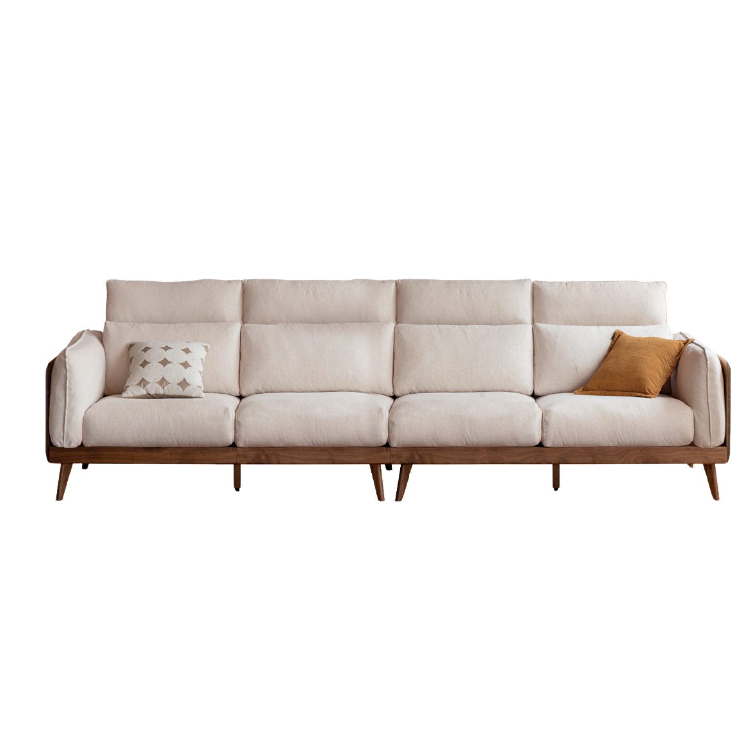 115.7х42.5х33.4 inch / 294х108х85сm / pear white color / Black Walnut fabric 4 seats