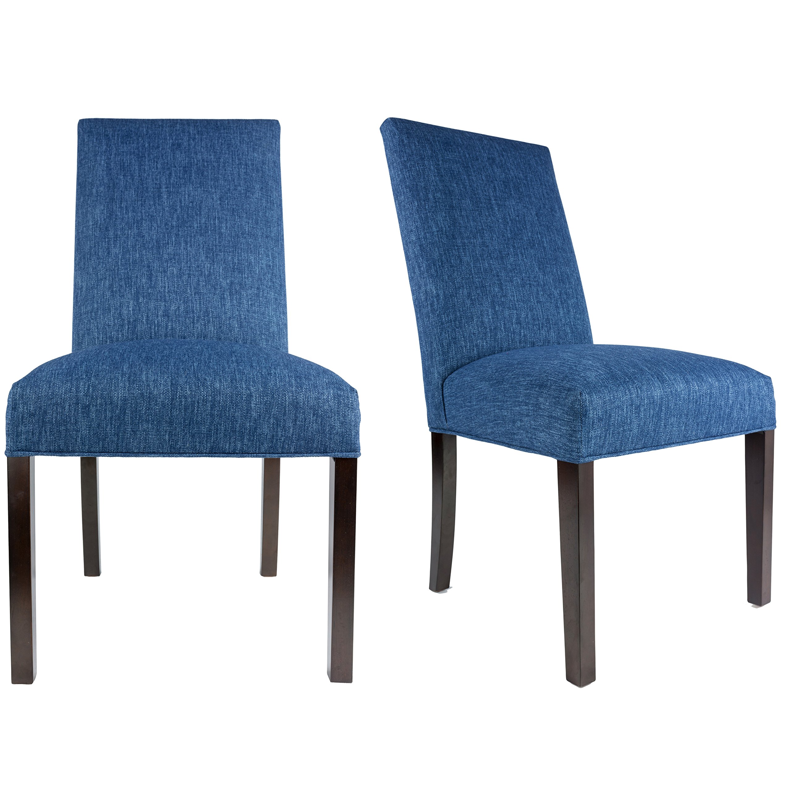Sole Designs SL2008 Navy Blue Upholstered Armless Dining Chairs - Contemporary Fabric Side Chairs with Nailhead Trim for Kitchen, Dining Room & Office