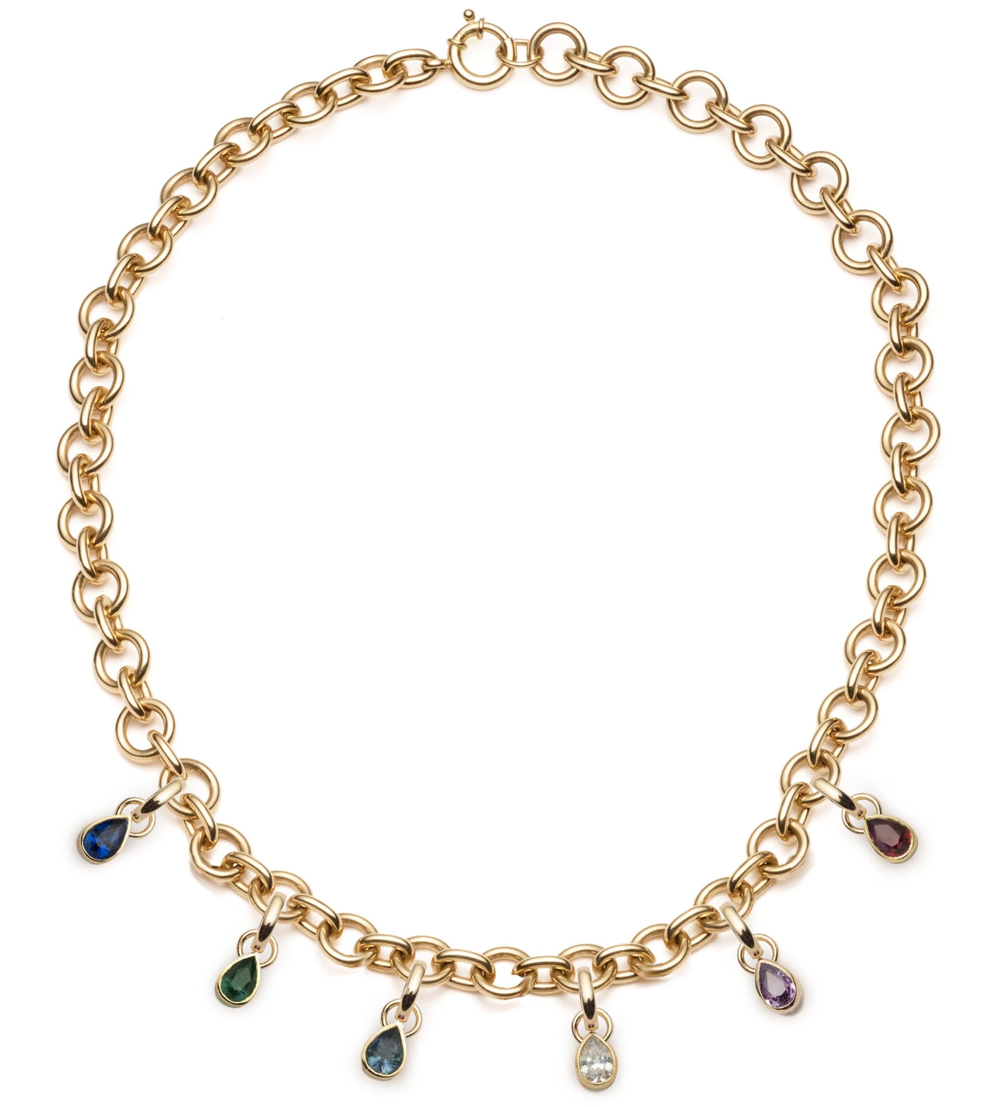 Forever & Always Diamond, Emerald, Ruby & Sapphire Mixed Link Chain Necklace - Perfect for Anniversaries, Weddings & Special Occasions