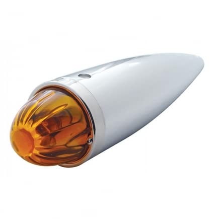 United Pacific 30534 Chrome Die Cast Torpedo Cab Light with Watermelon Glass Lens & 1156 Bulb - Amber - Perfect for Vintage Truck Restoration & Classic Car Customization