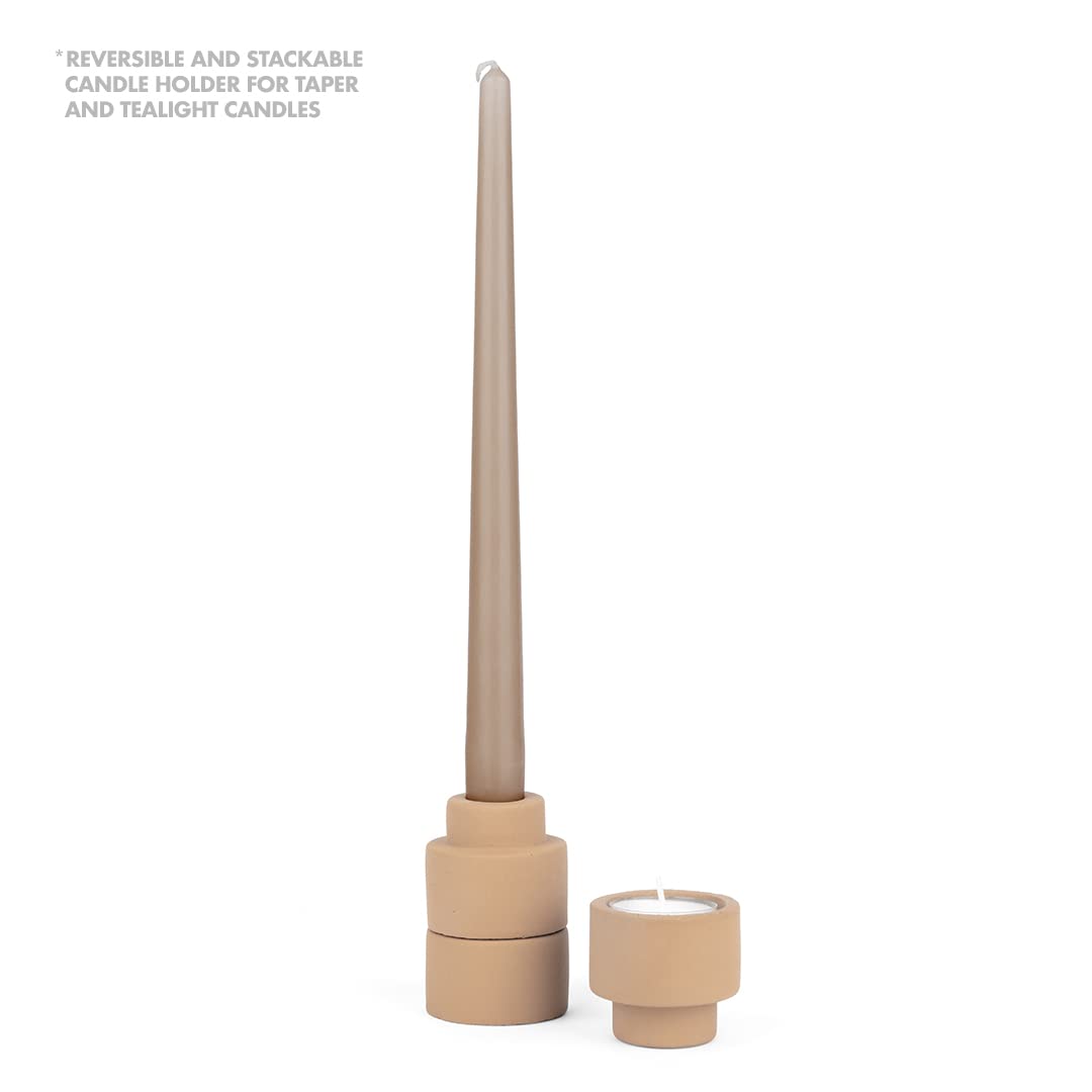 Koyal Wholesale Matte Terracotta Ceramic Reversible Candle Holders - Set of 12 Tall & Large Candle Vases for Wedding Centerpieces, Table Decor, and Home Decoration