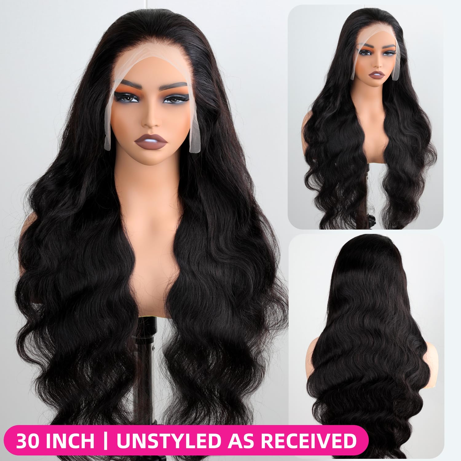 PERISMODA 13x6 Full Lace Frontal Wig - Body Wave Lace Front Wigs with HD Transparent Lace - 12A Brazilian Virgin Human Hair - Pre Plucked & Bleached Knots - 20 Inch Natural Black Wigs for Women - Perfect for Daily Wear, Parties & Special Occasions