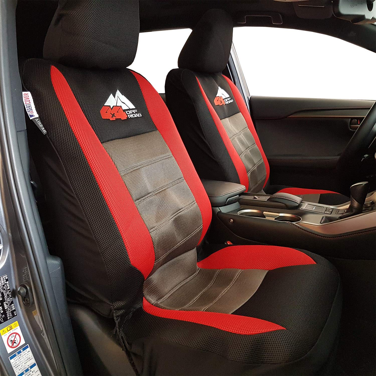 Breathable Mesh Car Seat Covers Full Set - Universal Fit for Most Cars, Trucks & SUVs | Red & Black Auto Protector | Airbag Compatible for Bucket & Split Bench Seats | Perfect for Road Trips, Daily Commuting & Vehicle Protection