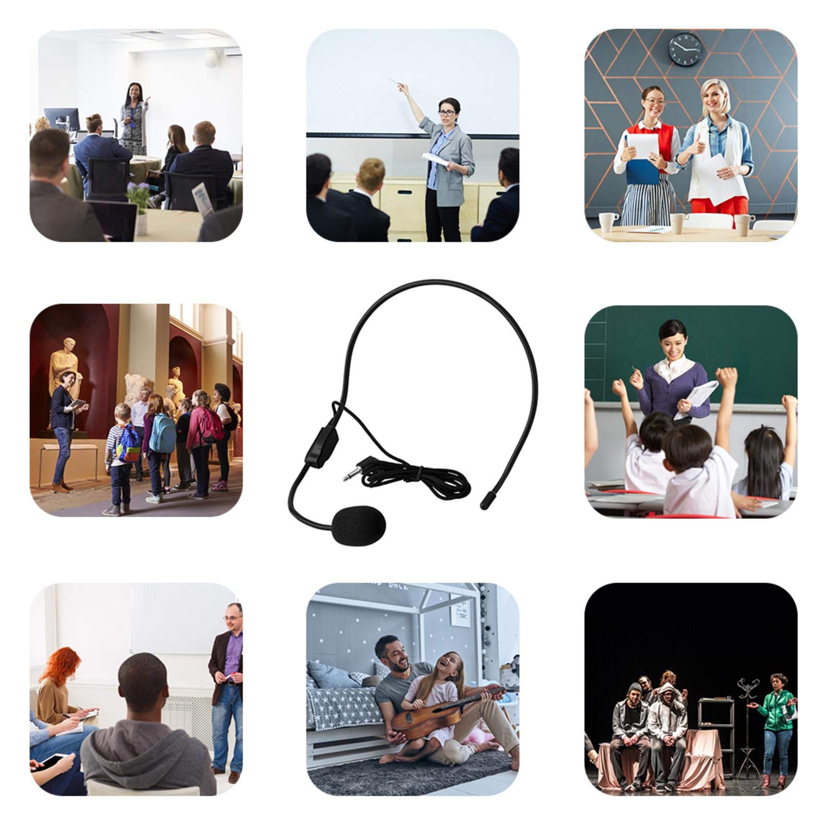 Professional 3.5mm Wired Headset Microphone with 1.0V-10V Amplifier - Lightweight High Fidelity Sound for TV Presenters, Broadcasters & Singers - Perfect for Live Streaming, Podcasting, and Studio Recording