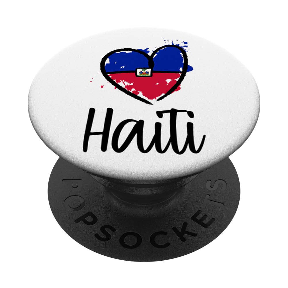 Haitian Flag PopSocket - Swappable PopGrip with Heart Design | Perfect for Phones, Tablets & Laptops | Great Gift for Haitian Americans & Caribbean Culture Lovers