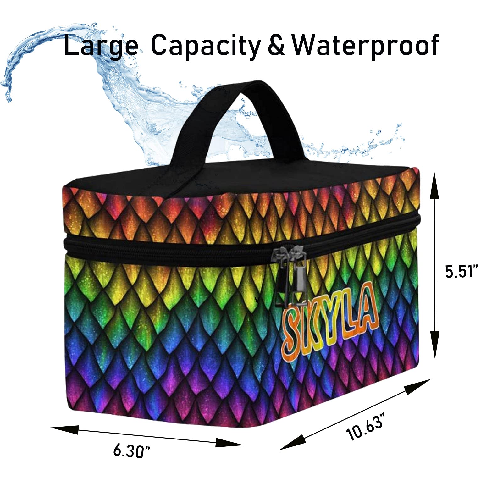 YESCUSTOM Personalized Makeup Bag - Waterproof Travel Cosmetic Organizer for Women & Girls, Perfect for Travel & Daily Use